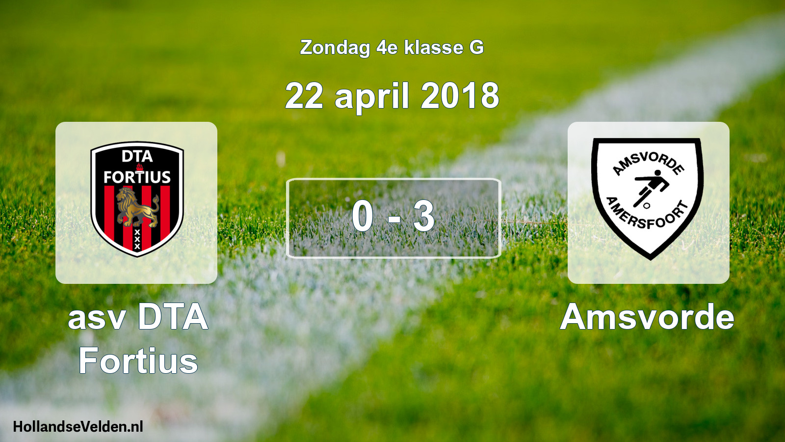 Total number of matches played: asv DTA Fortius - Amsvorde 0 - 3 (22 April 2018)