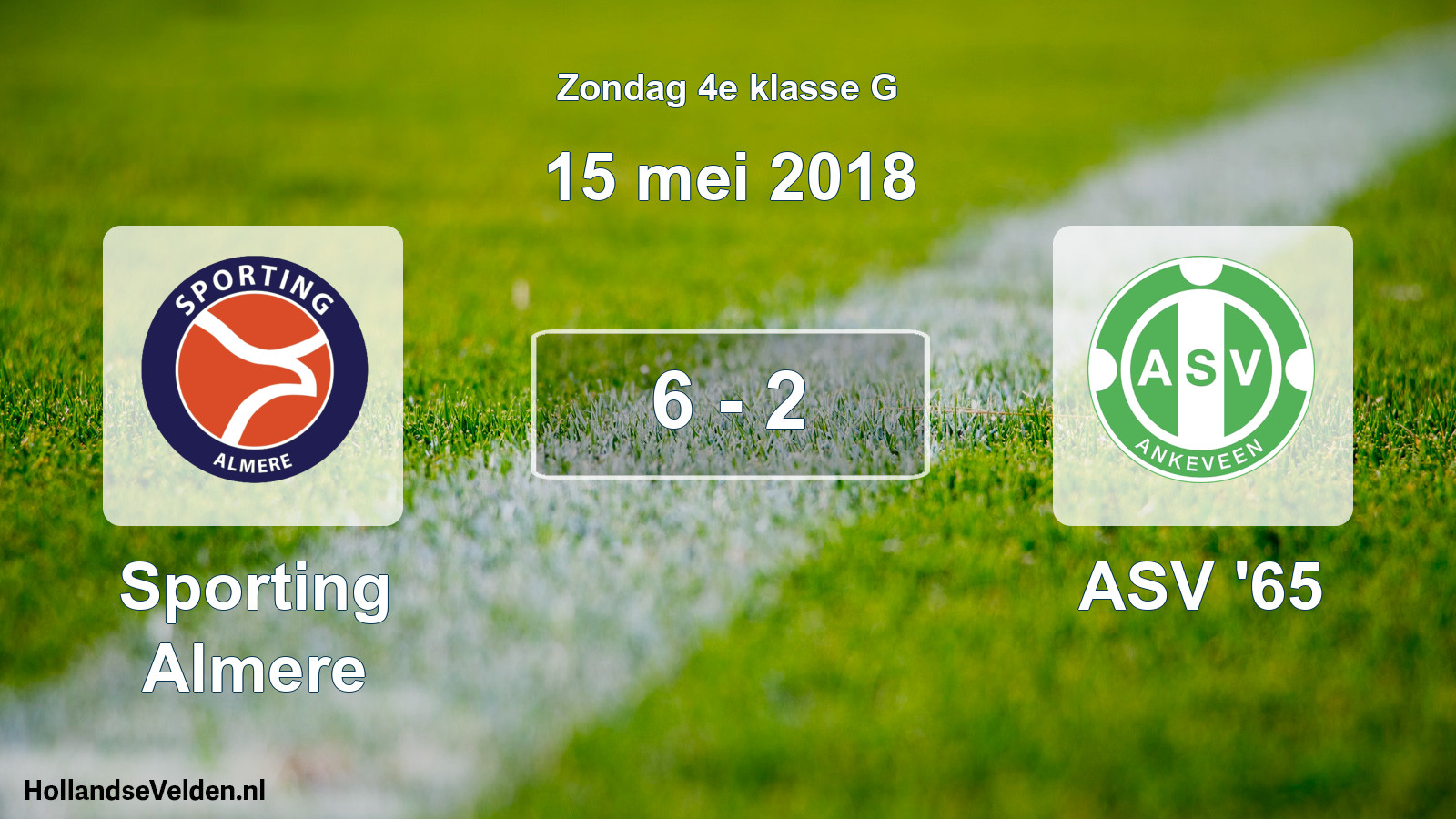 Total number of matches played: Sporting Almere - ASV '65 6 - 2 (15 May 2018)