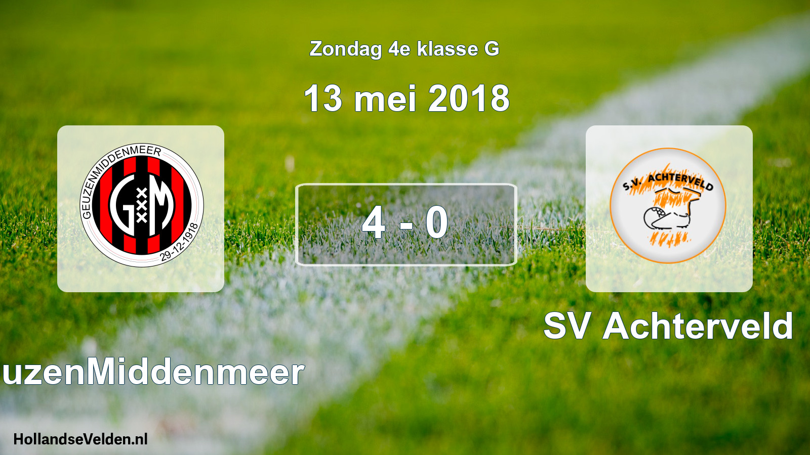 Total number of matches played: GeuzenMiddenmeer - SV Achterveld 4 - 0 (13 May 2018)