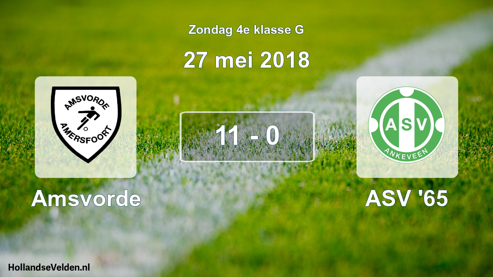 Total number of matches played: Amsvorde - ASV '65 11 - 0 (27 May 2018)
