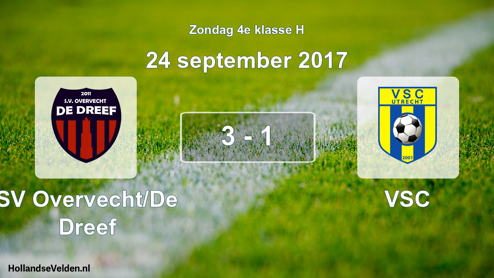 Total number of matches played: SV Overvecht/De Dreef - VSC 3 - 1 (24 September 2017)