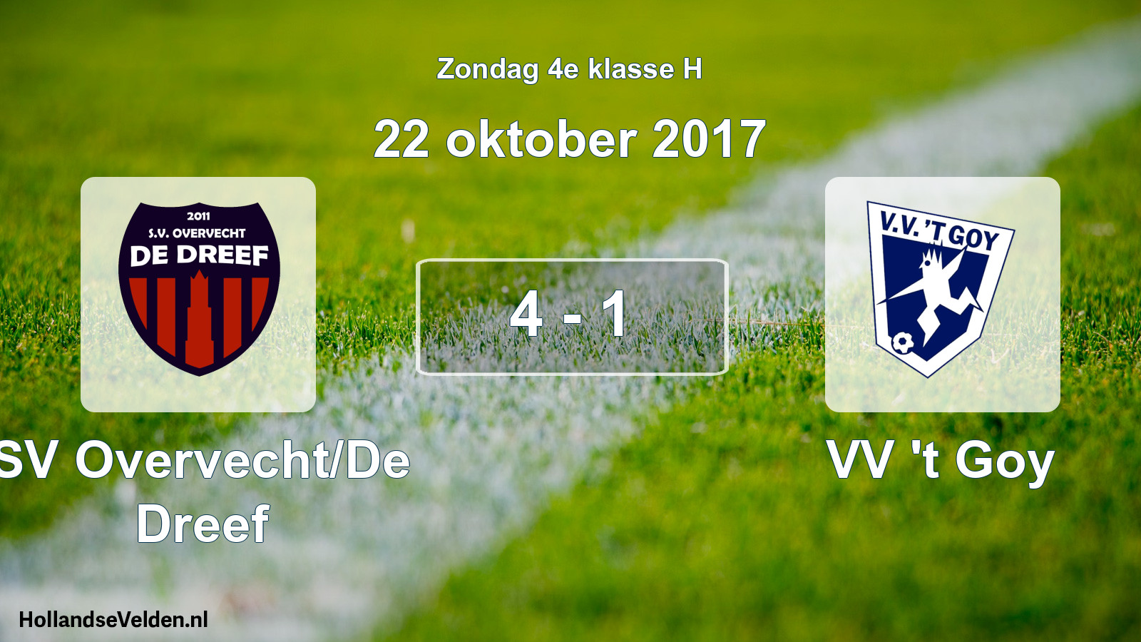 Total number of matches played: SV Overvecht/De Dreef - VV 't Goy 4 - 1 (22 October 2017)
