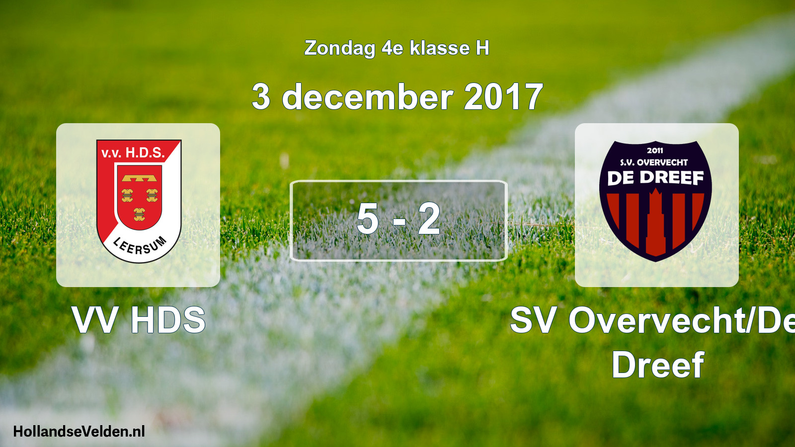 Total number of matches played: VV HDS - SV Overvecht/De Dreef 5 - 2 (3 December 2017)