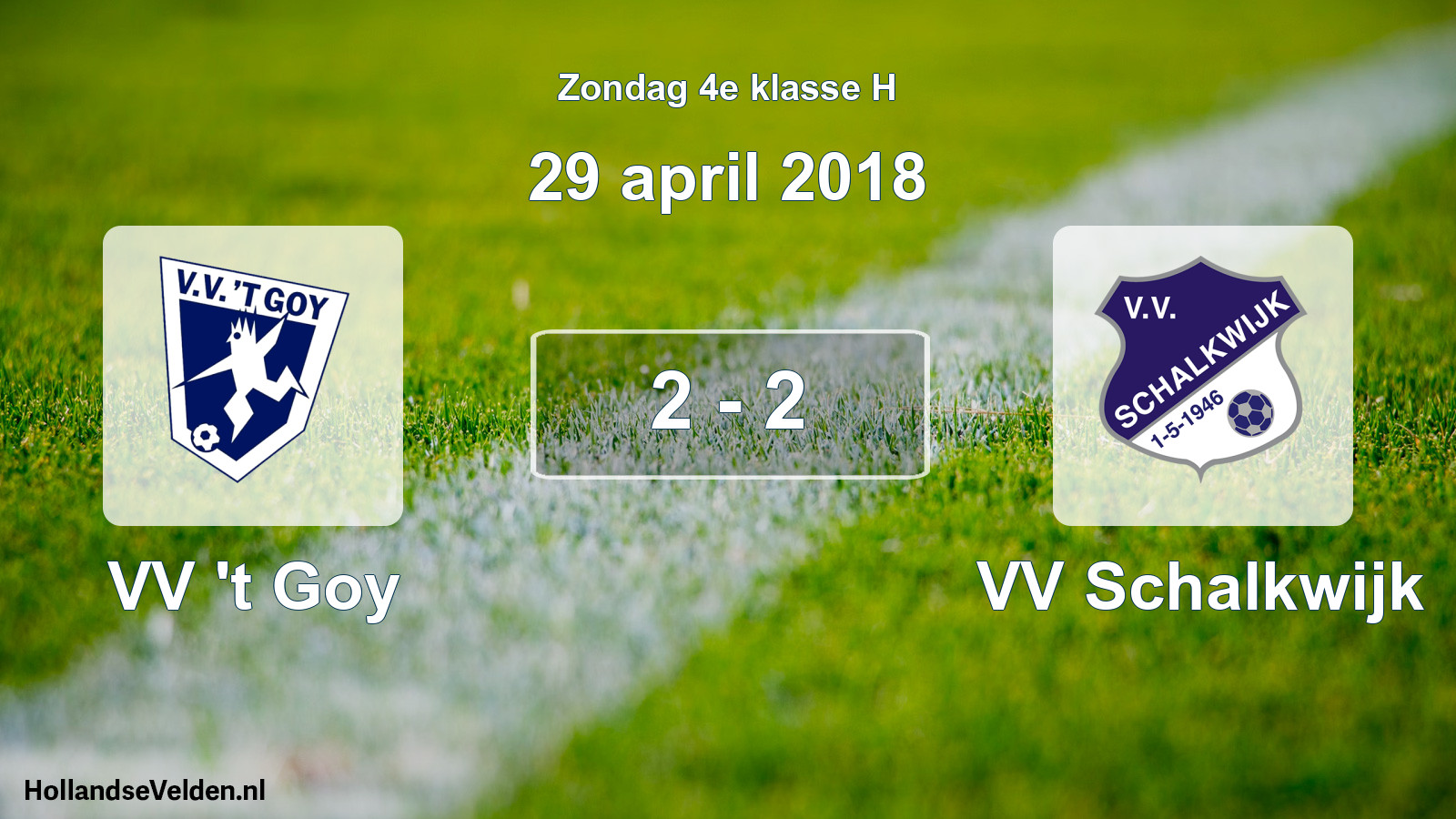 Total number of matches played: VV 't Goy - VV Schalkwijk 2 - 2 (29 April 2018)
