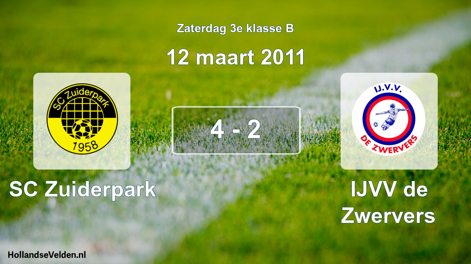 Total number of matches played: SC Zuiderpark - IJVV de Zwervers 4 - 2 (12 March 2011)
