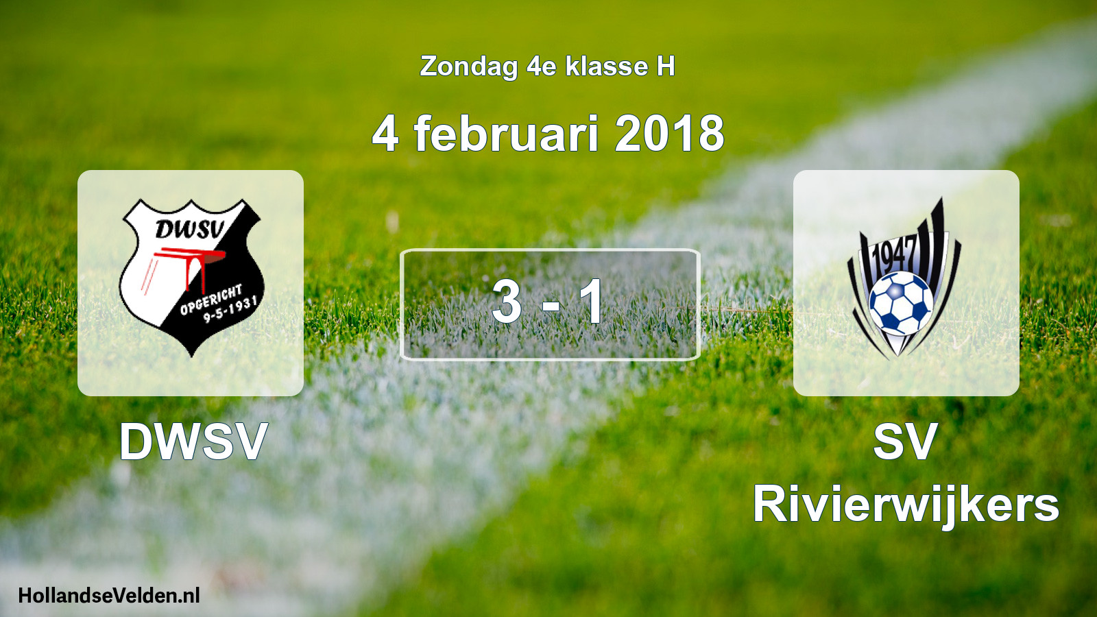 Total number of matches played: DWSV - SV Rivierwijkers 3 - 1 (4 February 2018)