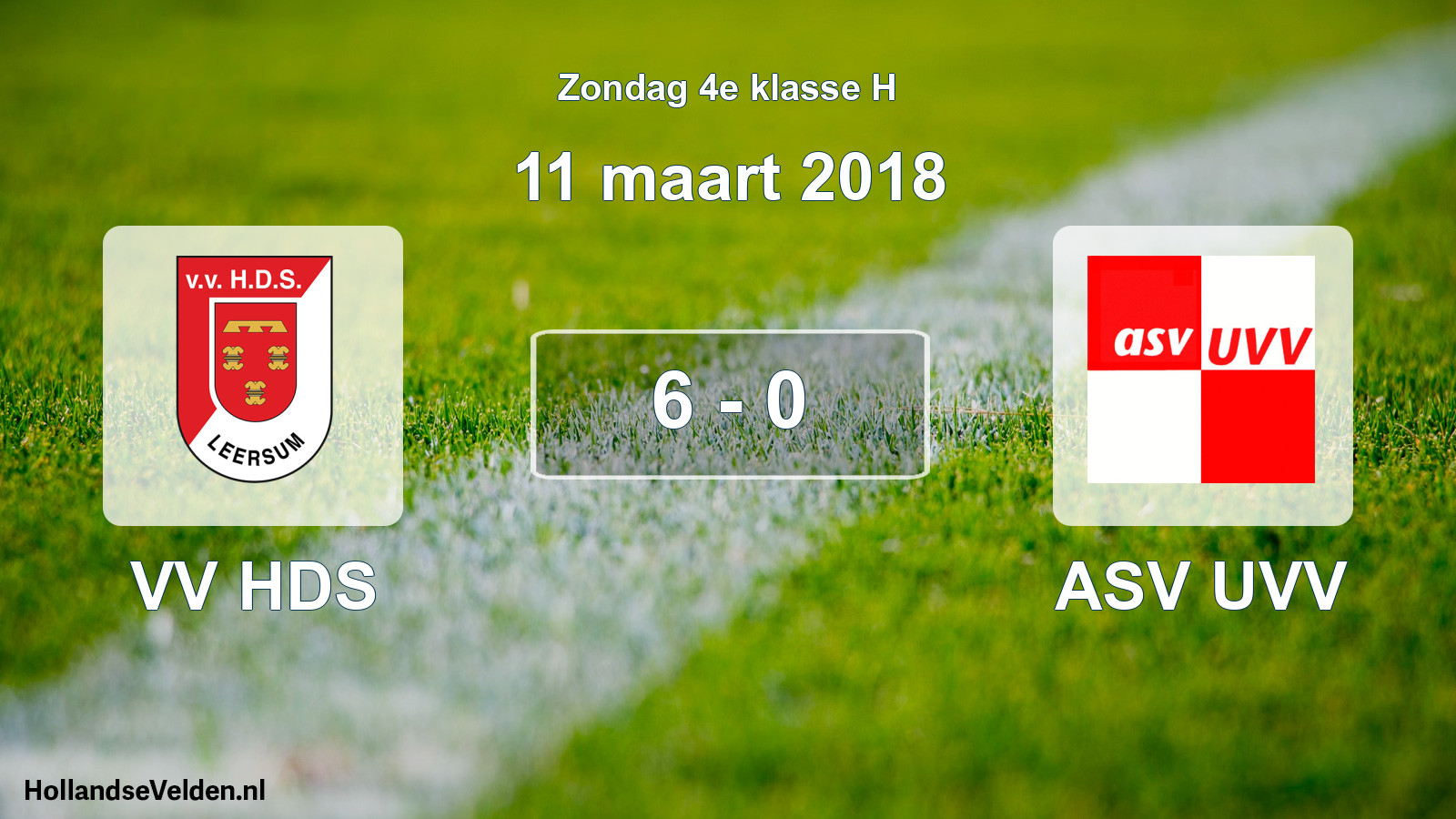Total number of matches played: VV HDS - ASV UVV 6 - 0 (11 March 2018)