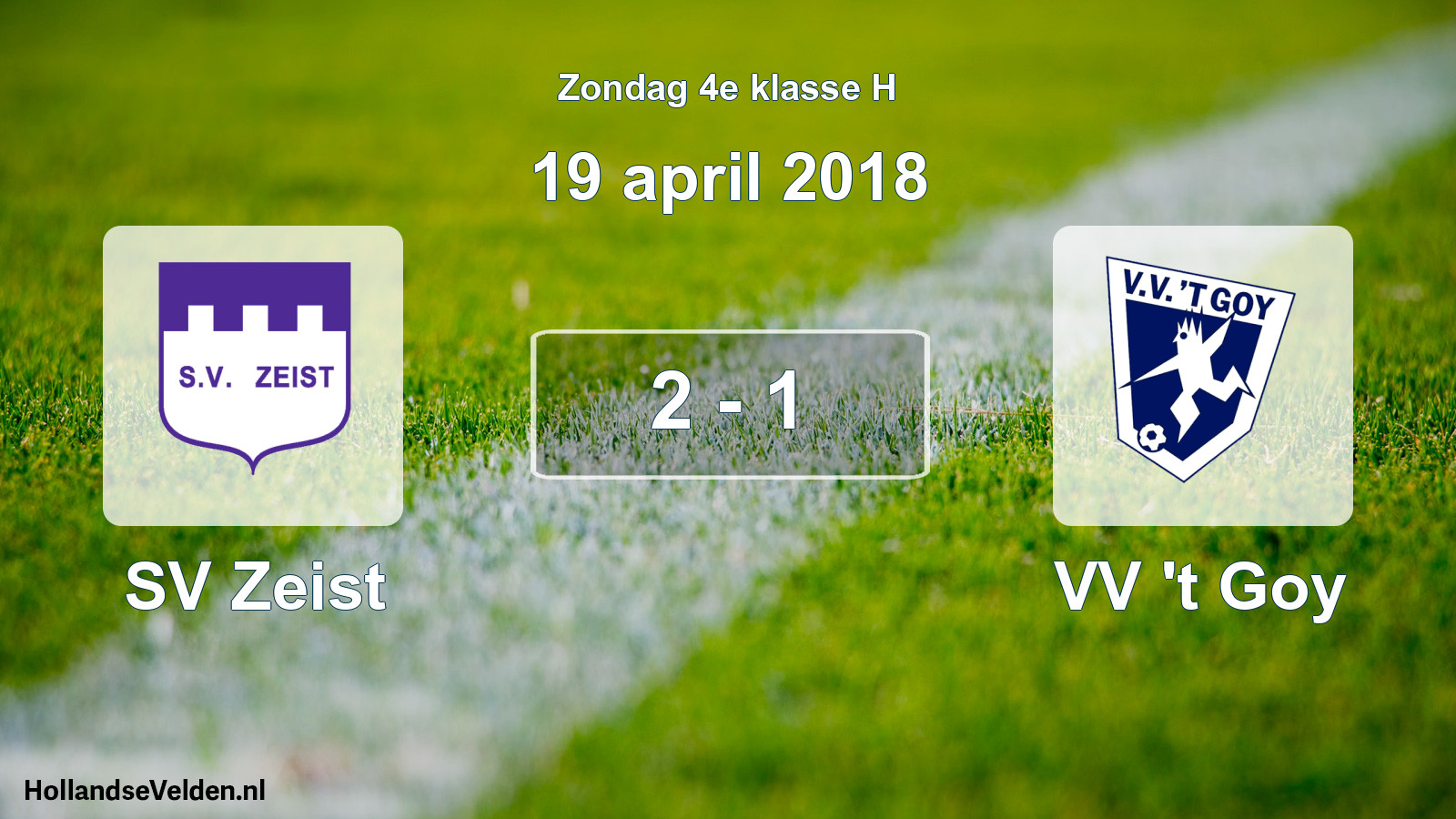 Total number of matches played: SV Zeist - VV 't Goy 2 - 1 (19 April 2018)