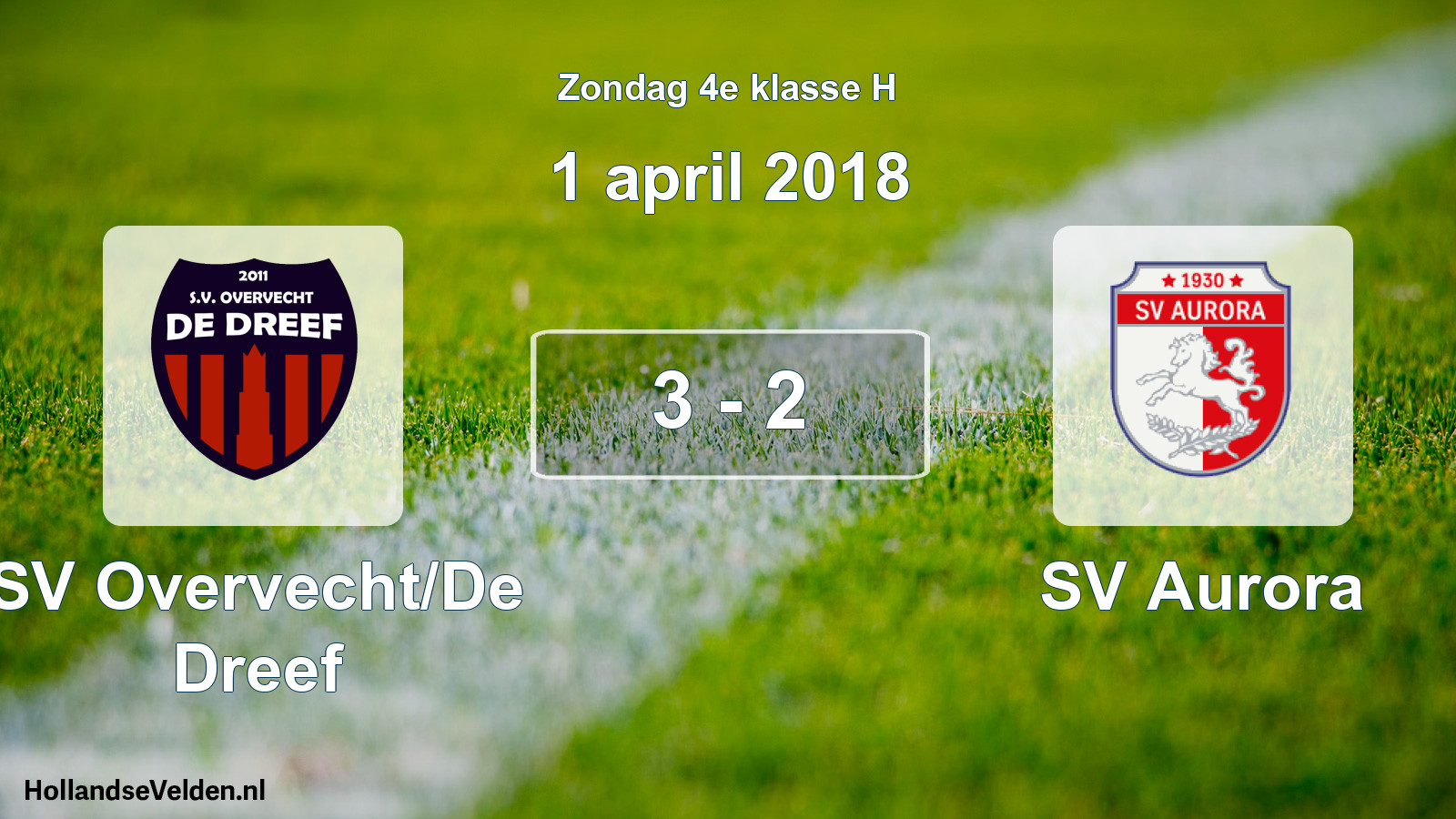 Total number of matches played: SV Overvecht/De Dreef - SV Aurora 3 - 2 (1 April 2018)