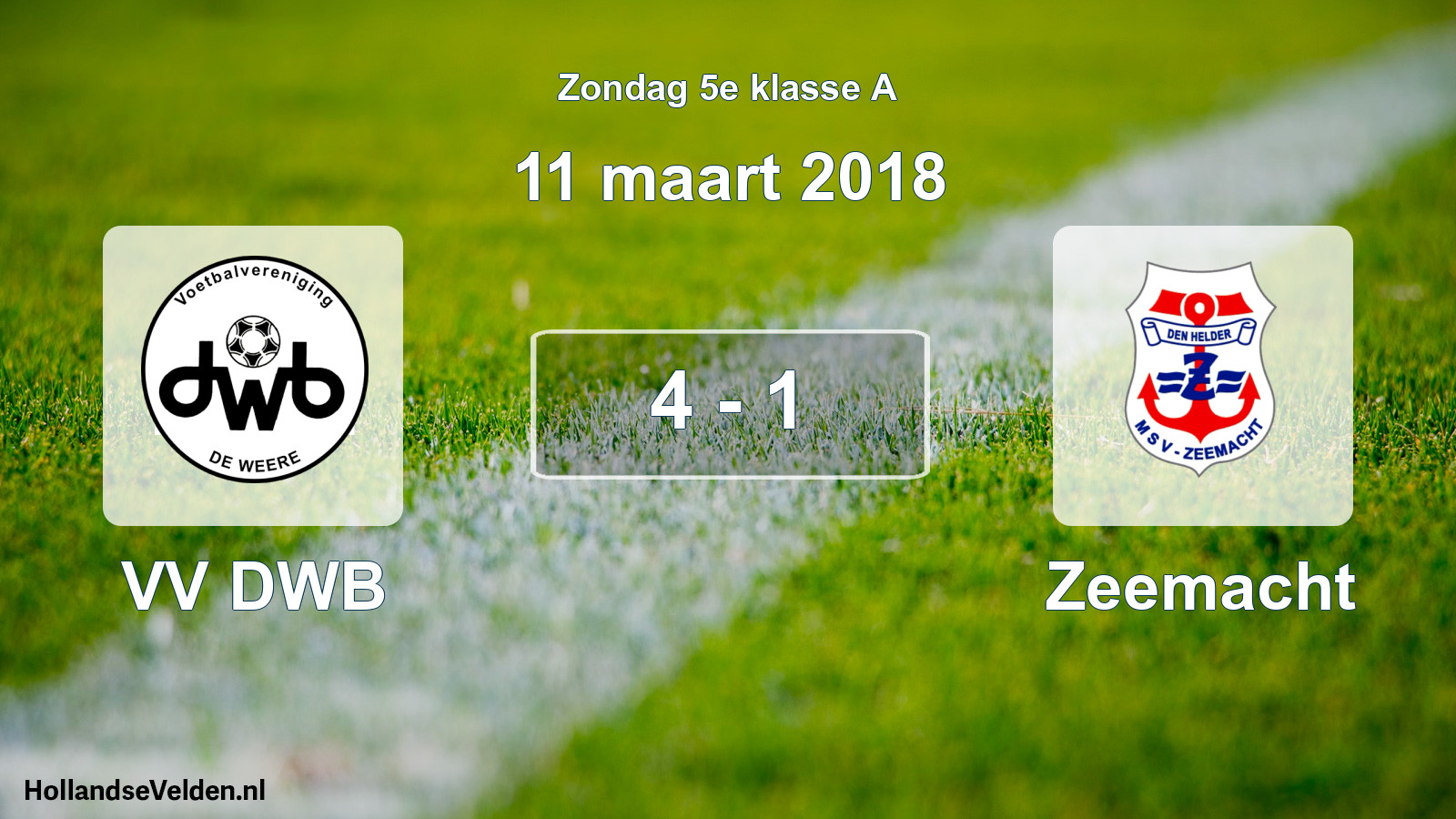 Total number of matches played: VV DWB - Zeemacht 4 - 1 (11 March 2018)
