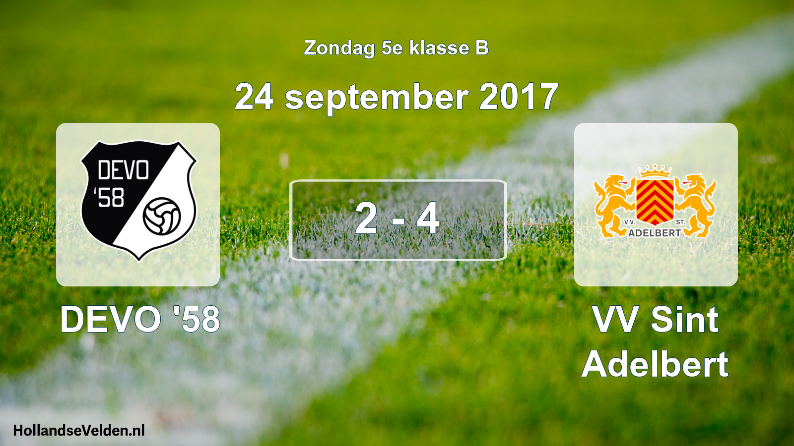 Total number of matches played: DEVO '58 - VV Sint Adelbert 2 - 4 (24 September 2017)