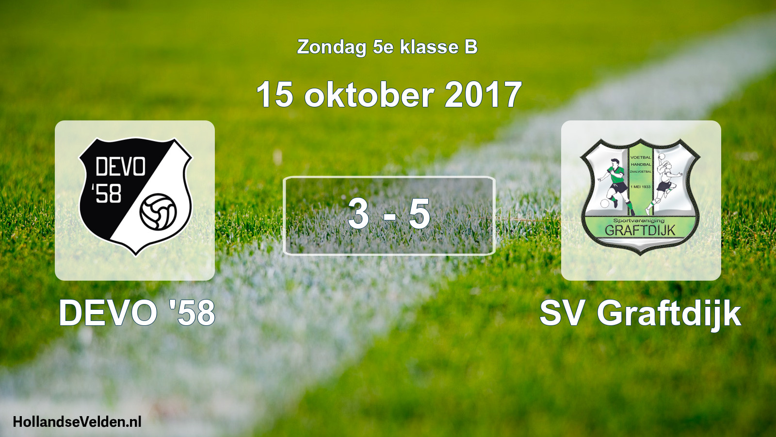 Total number of matches played: DEVO '58 - SV Graftdijk 3 - 5 (15 October 2017)