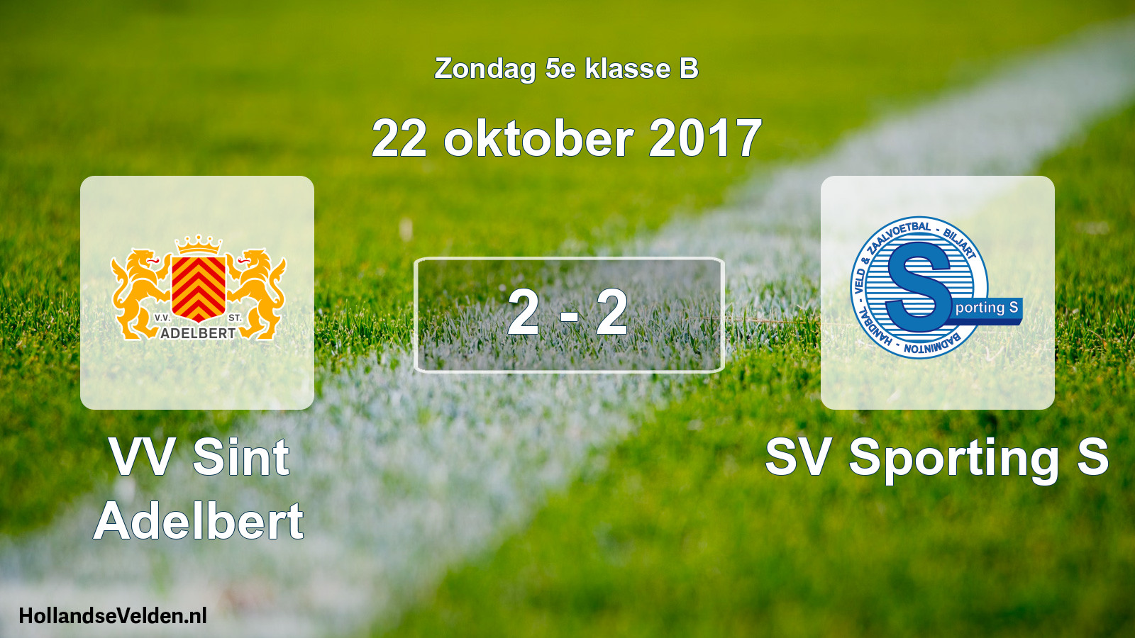 Total number of matches played: VV Sint Adelbert - SV Sporting S 2 - 2 (22 October 2017)