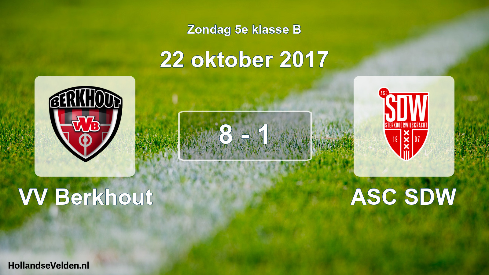 Total number of matches played: VV Berkhout - ASC SDW 8 - 1 (22 October 2017)