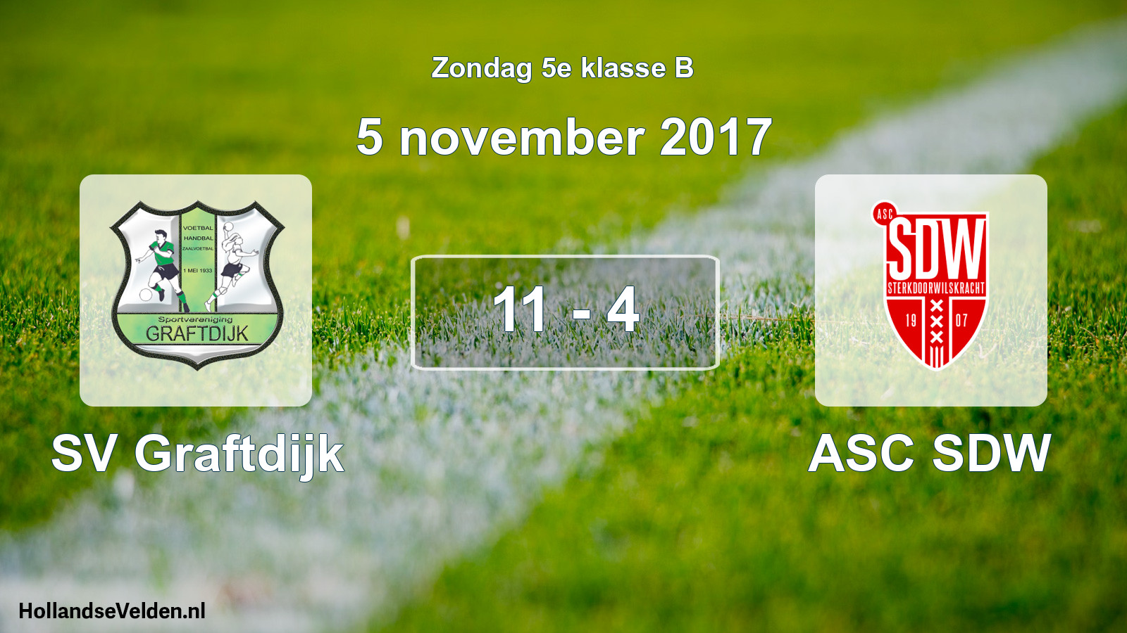 Total number of matches played: SV Graftdijk - ASC SDW 11 - 4 (5 November 2017)