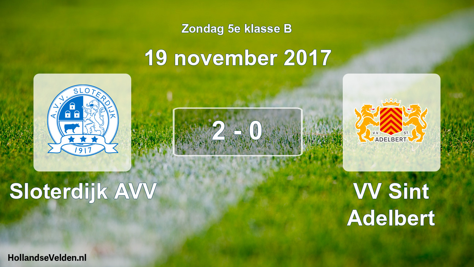 Total number of matches played: Sloterdijk AVV - VV Sint Adelbert 2 - 0 (19 November 2017)