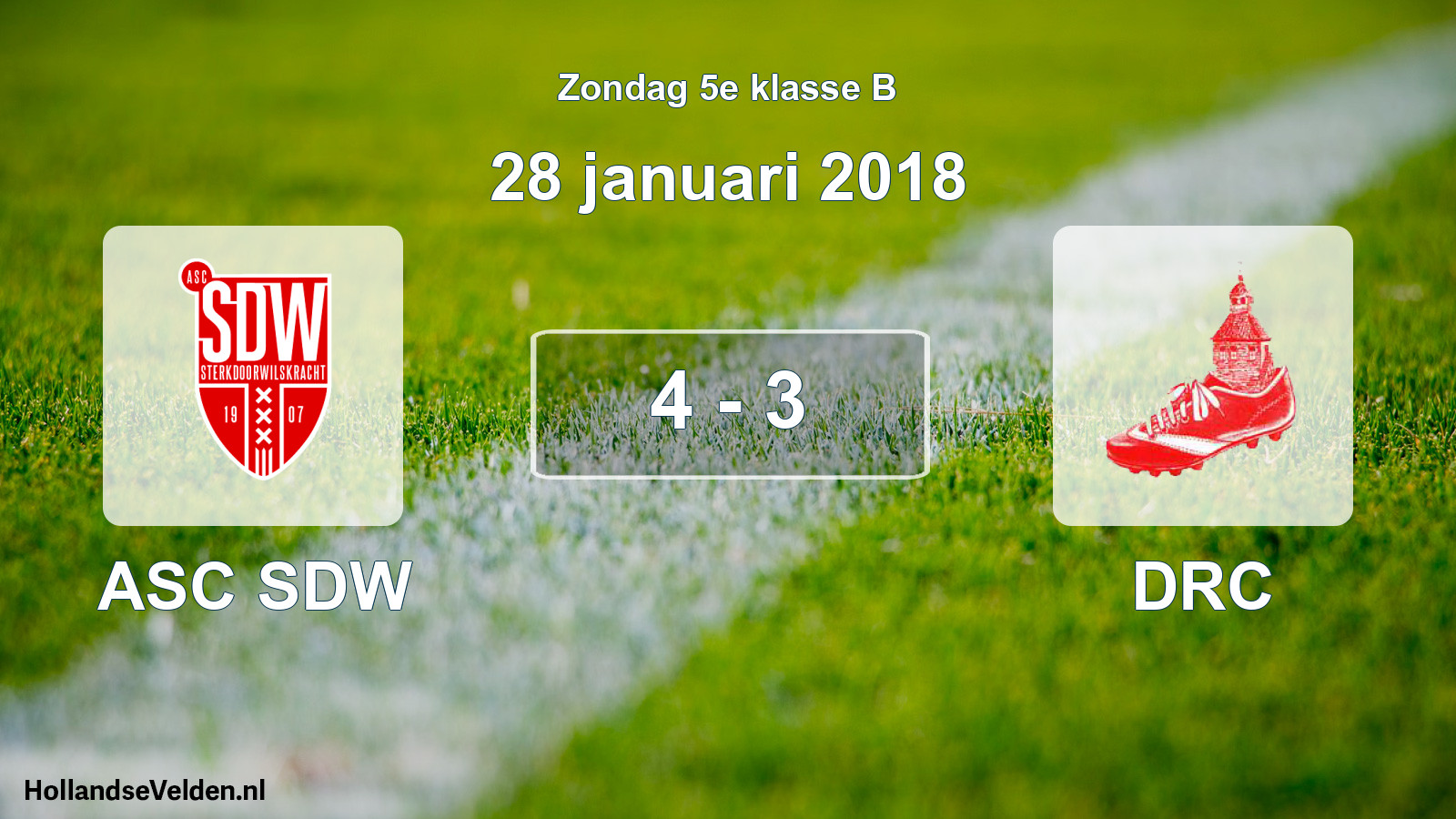Total number of matches played: ASC SDW - DRC 4 - 3 (28 January 2018)