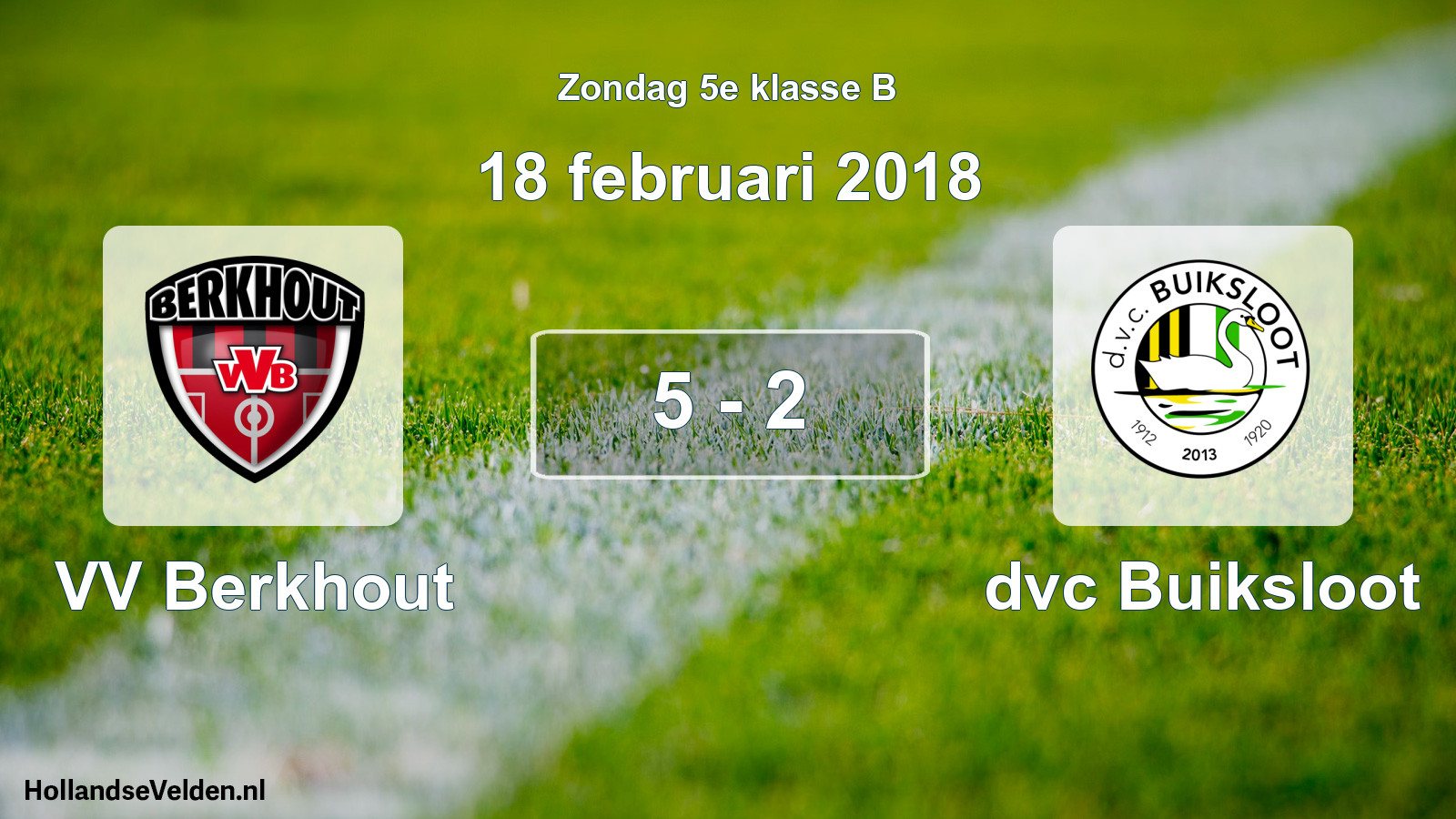 Total number of matches played: VV Berkhout - dvc Buiksloot 5 - 2 (18 February 2018)