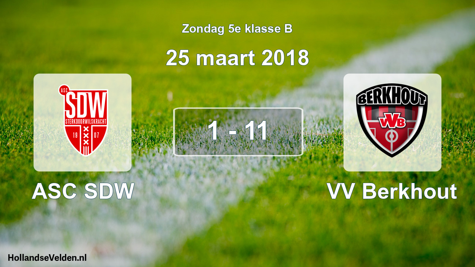 Total number of matches played: ASC SDW - VV Berkhout 1 - 11 (25 March 2018)
