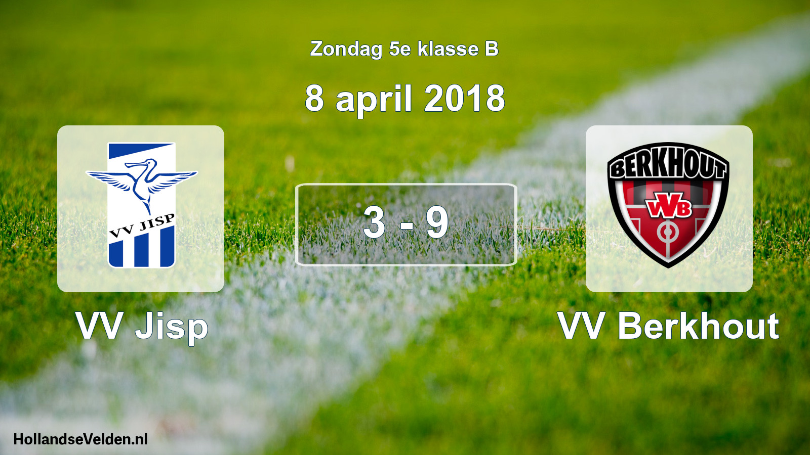 Total number of matches played: VV Jisp - VV Berkhout 3 - 9 (8 April 2018)