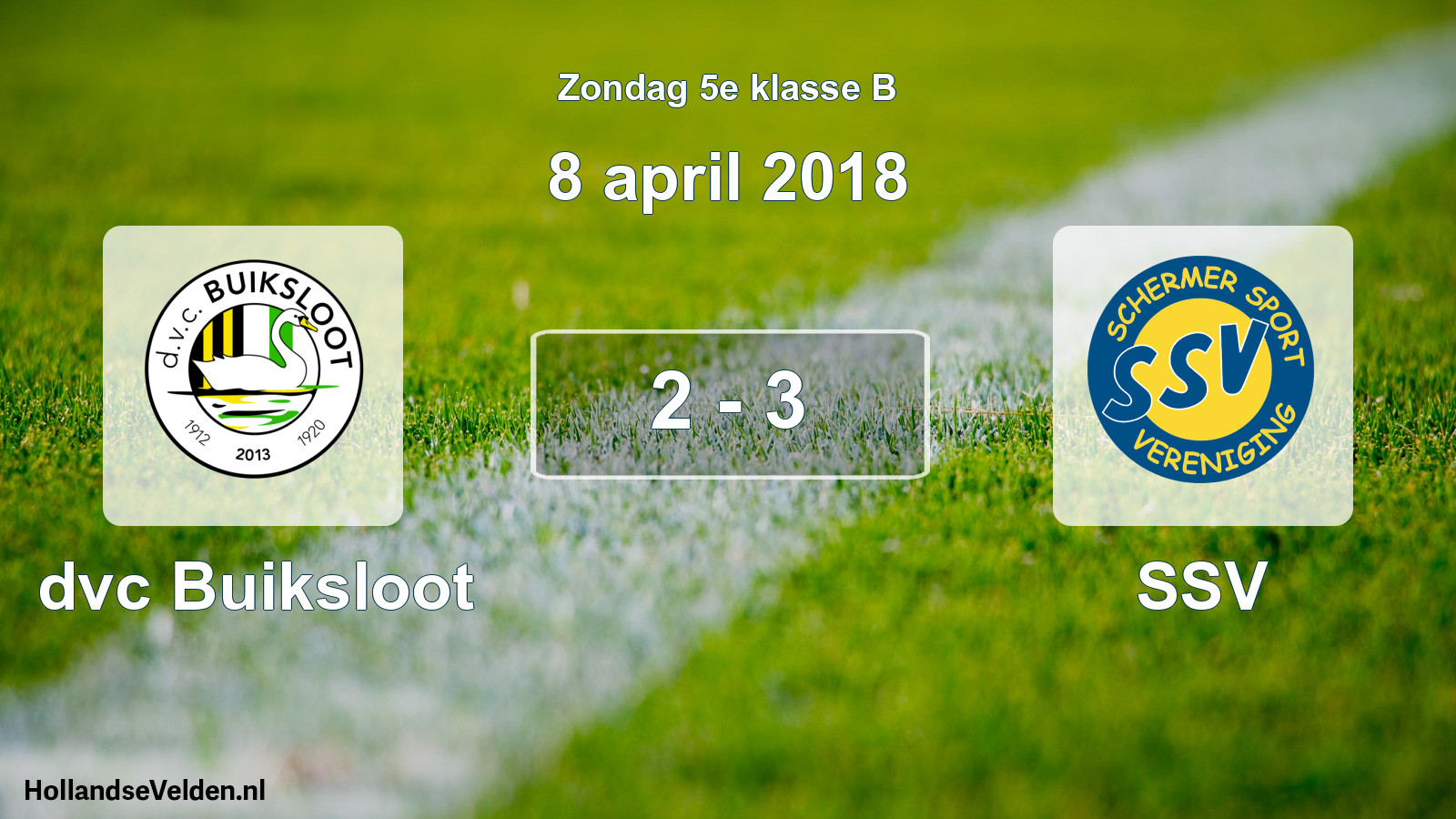 Total number of matches played: dvc Buiksloot - SSV 2 - 3 (8 April 2018)