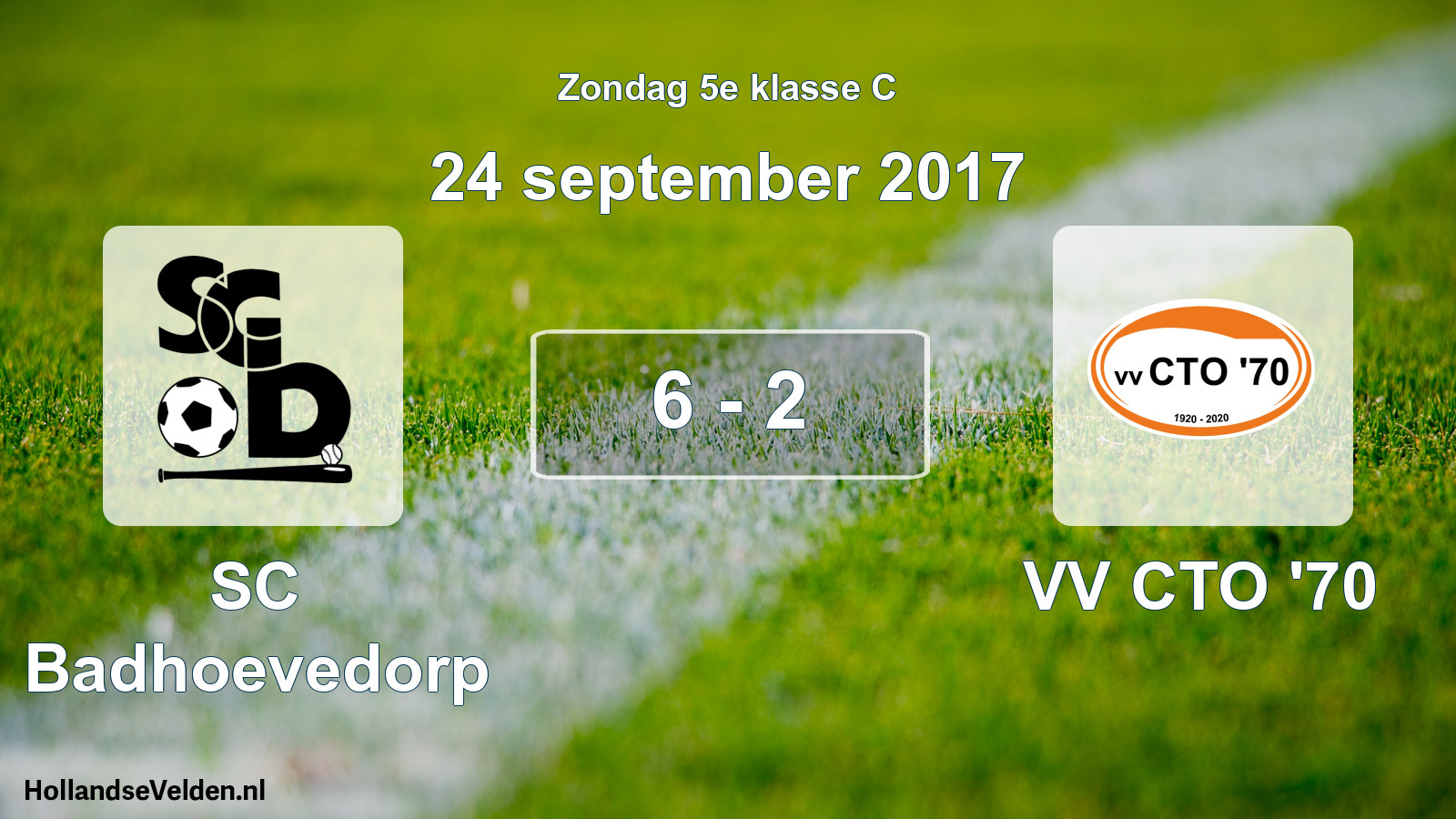Total number of matches played: SC Badhoevedorp - VV CTO '70 6 - 2 (24 September 2017)