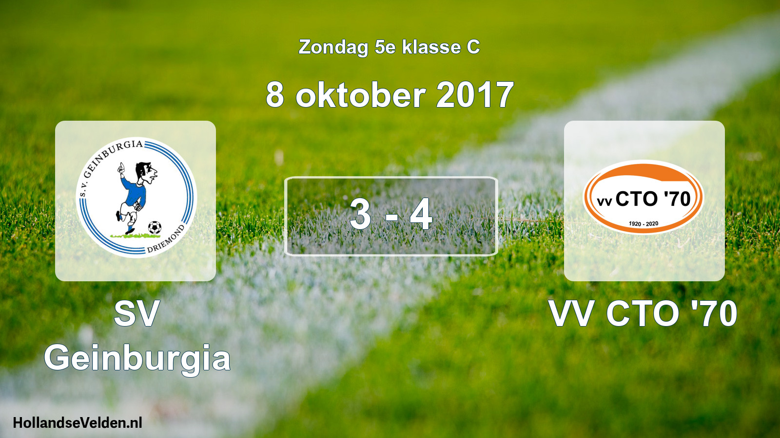 Total number of matches played: SV Geinburgia - VV CTO '70 3 - 4 (8 October 2017)