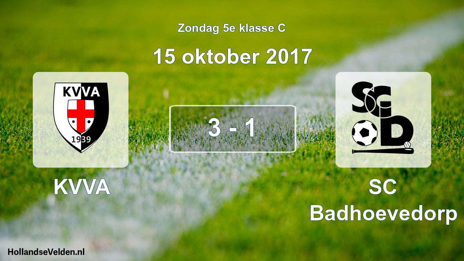 Total number of matches played: KVVA - SC Badhoevedorp 3 - 1 (15 October 2017)