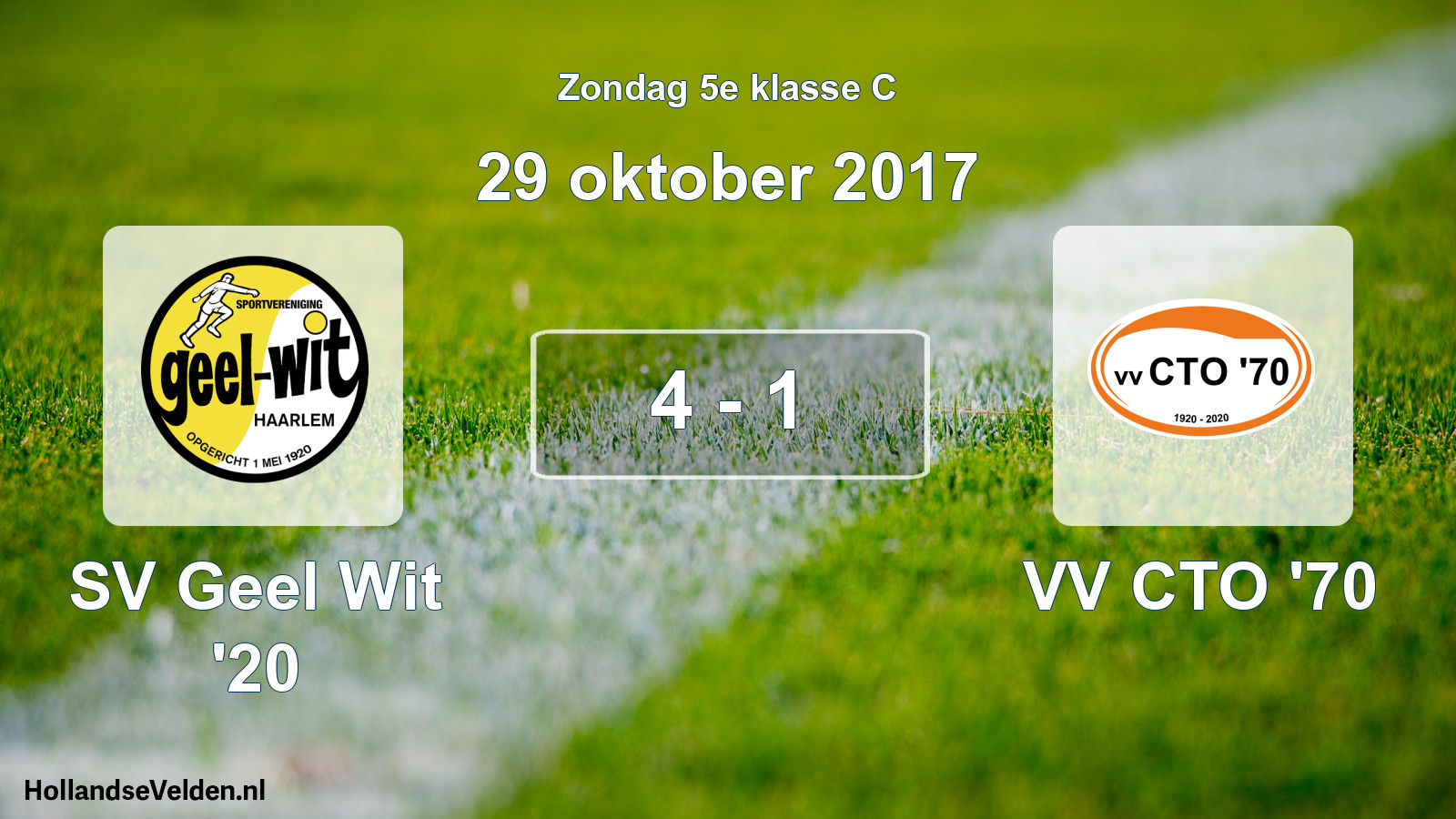 Total number of matches played: SV Geel Wit '20 - VV CTO '70 4 - 1 (29 October 2017)