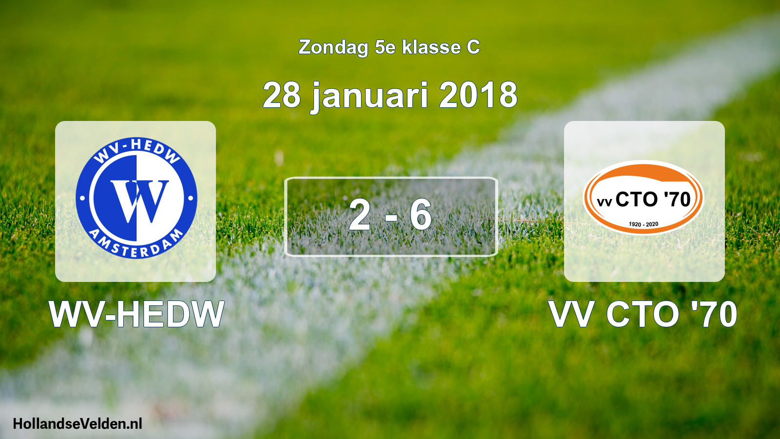 Total number of matches played: WV-HEDW - VV CTO '70 2 - 6 (28 January 2018)