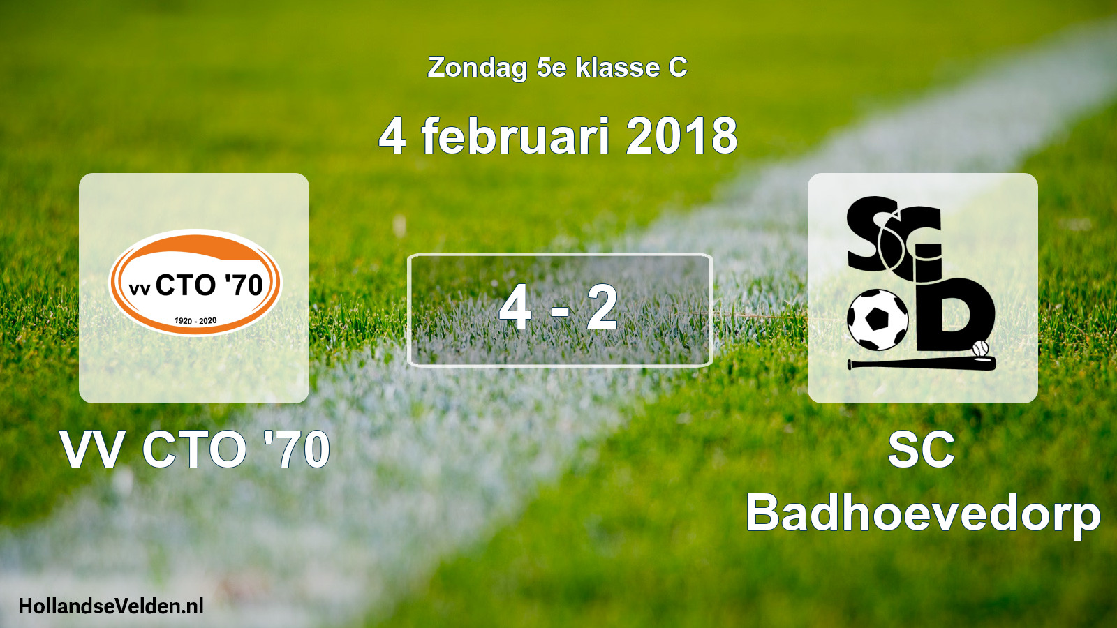 Total number of matches played: VV CTO '70 - SC Badhoevedorp 4 - 2 (4 February 2018)