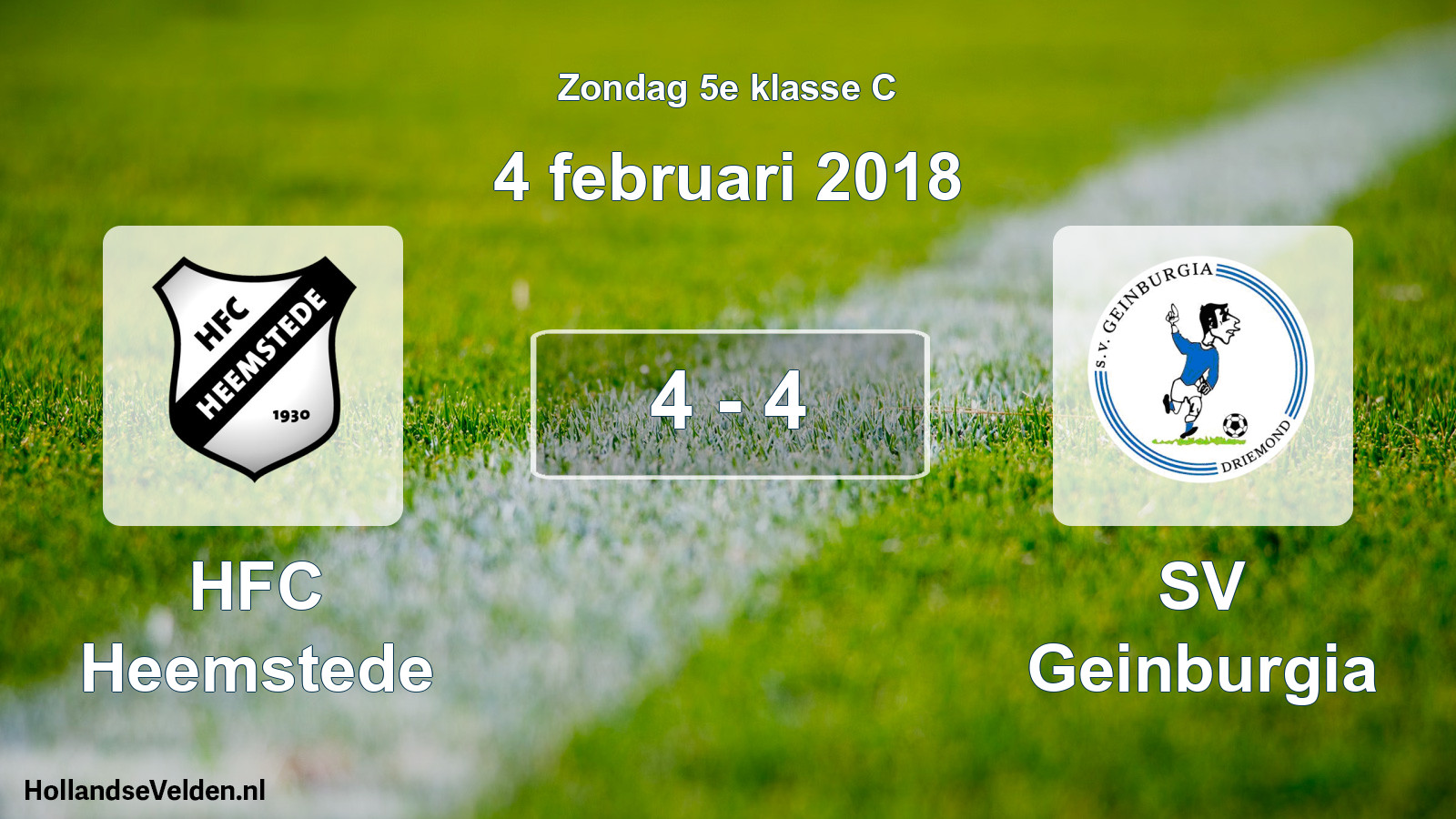 Total number of matches played: HFC Heemstede - SV Geinburgia 4 - 4 (4 February 2018)
