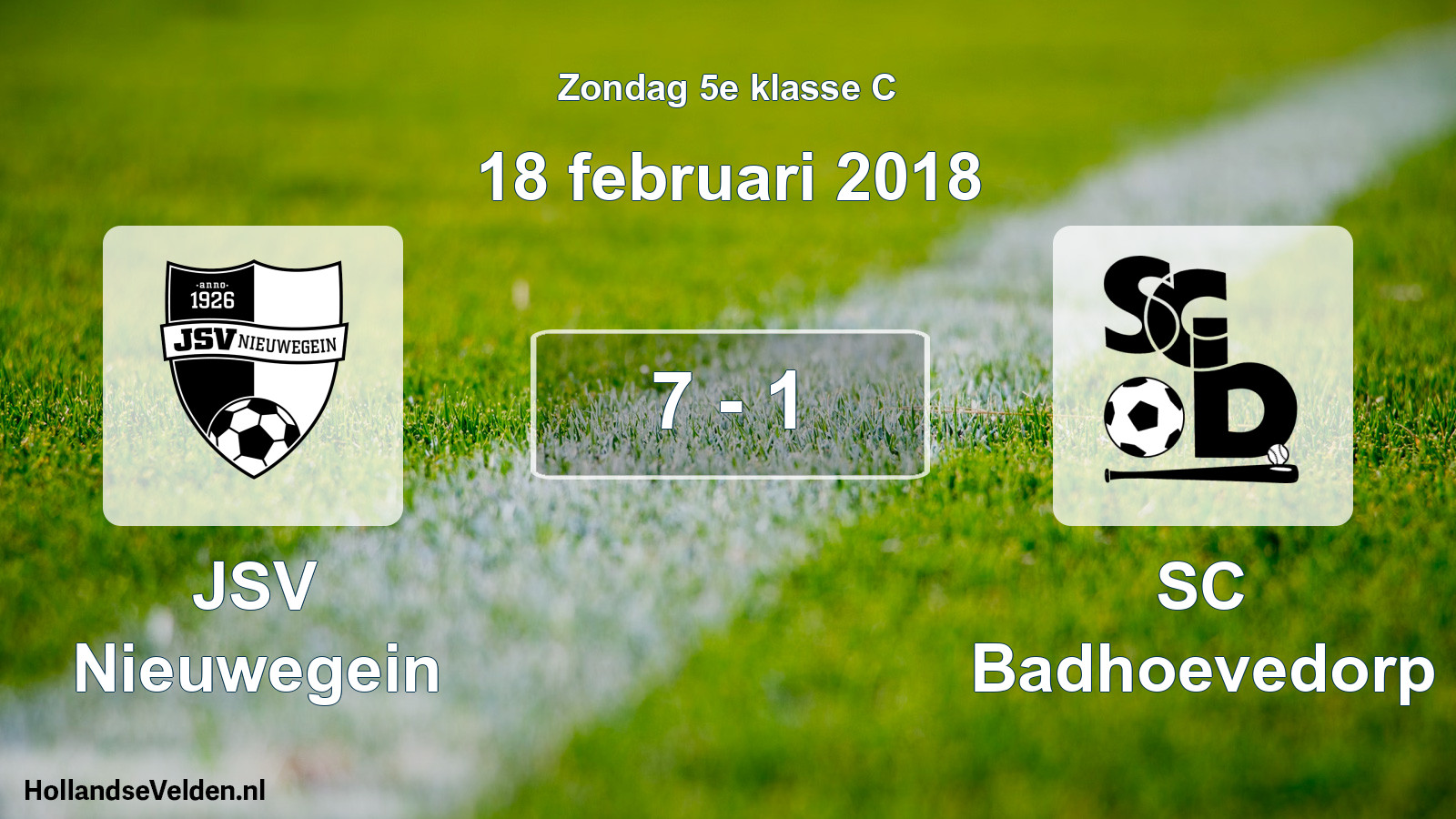 Total number of matches played: JSV Nieuwegein - SC Badhoevedorp 7 - 1 (18 February 2018)
