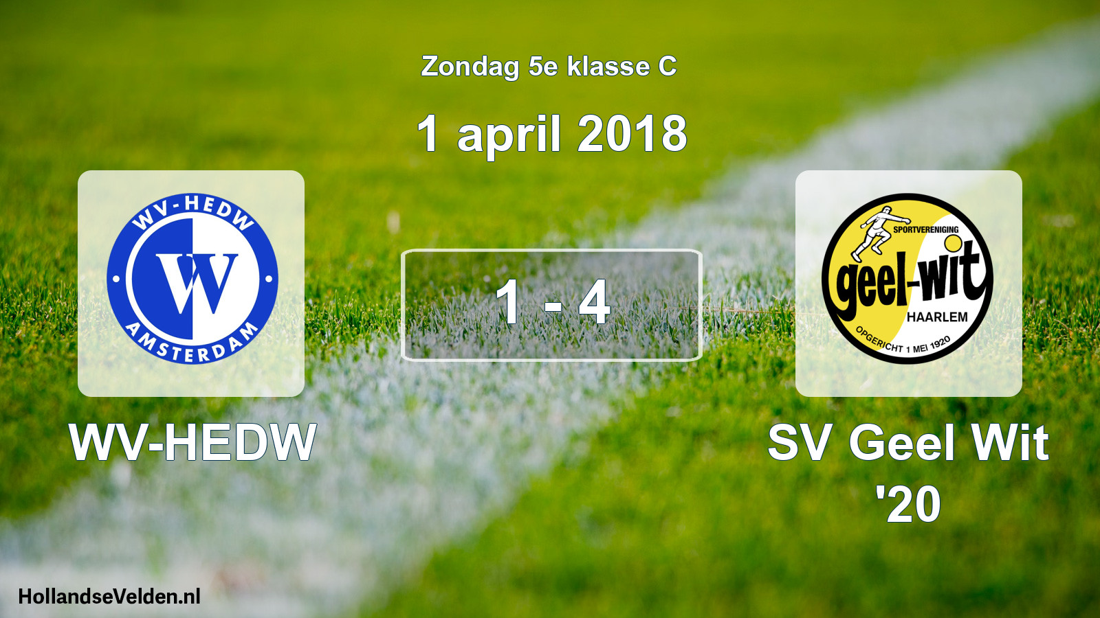 Total number of matches played: WV-HEDW - SV Geel Wit '20 1 - 4 (1 April 2018)
