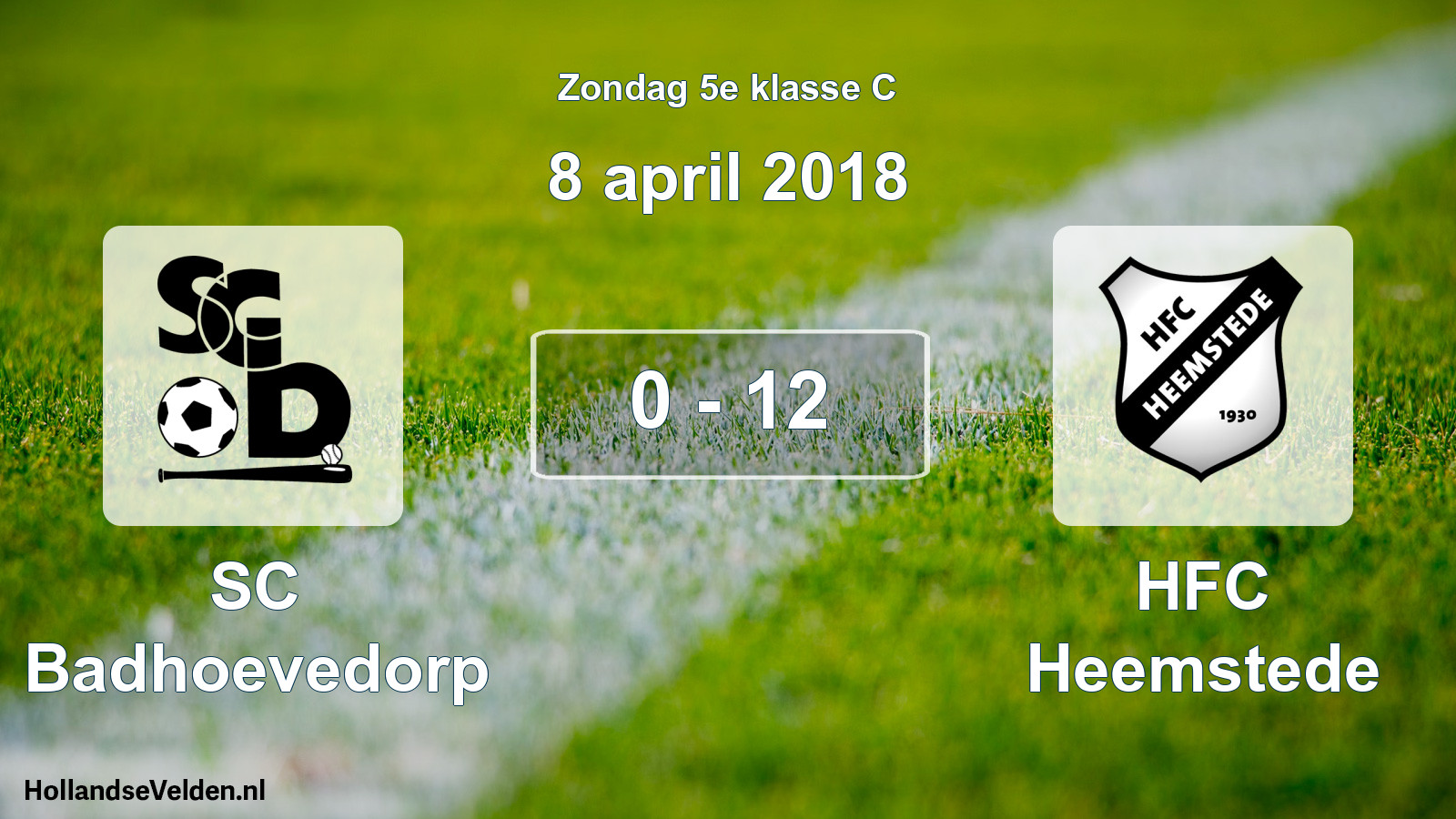 Total number of matches played: SC Badhoevedorp - HFC Heemstede 0 - 12 (8 April 2018)