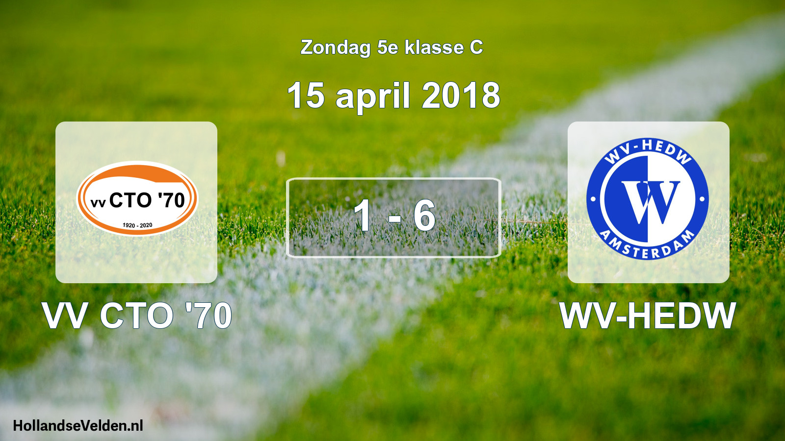 Total number of matches played: VV CTO '70 - WV-HEDW 1 - 6 (15 April 2018)