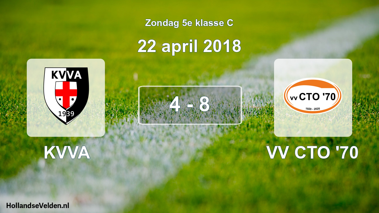 Total number of matches played: KVVA - VV CTO '70 4 - 8 (22 April 2018)