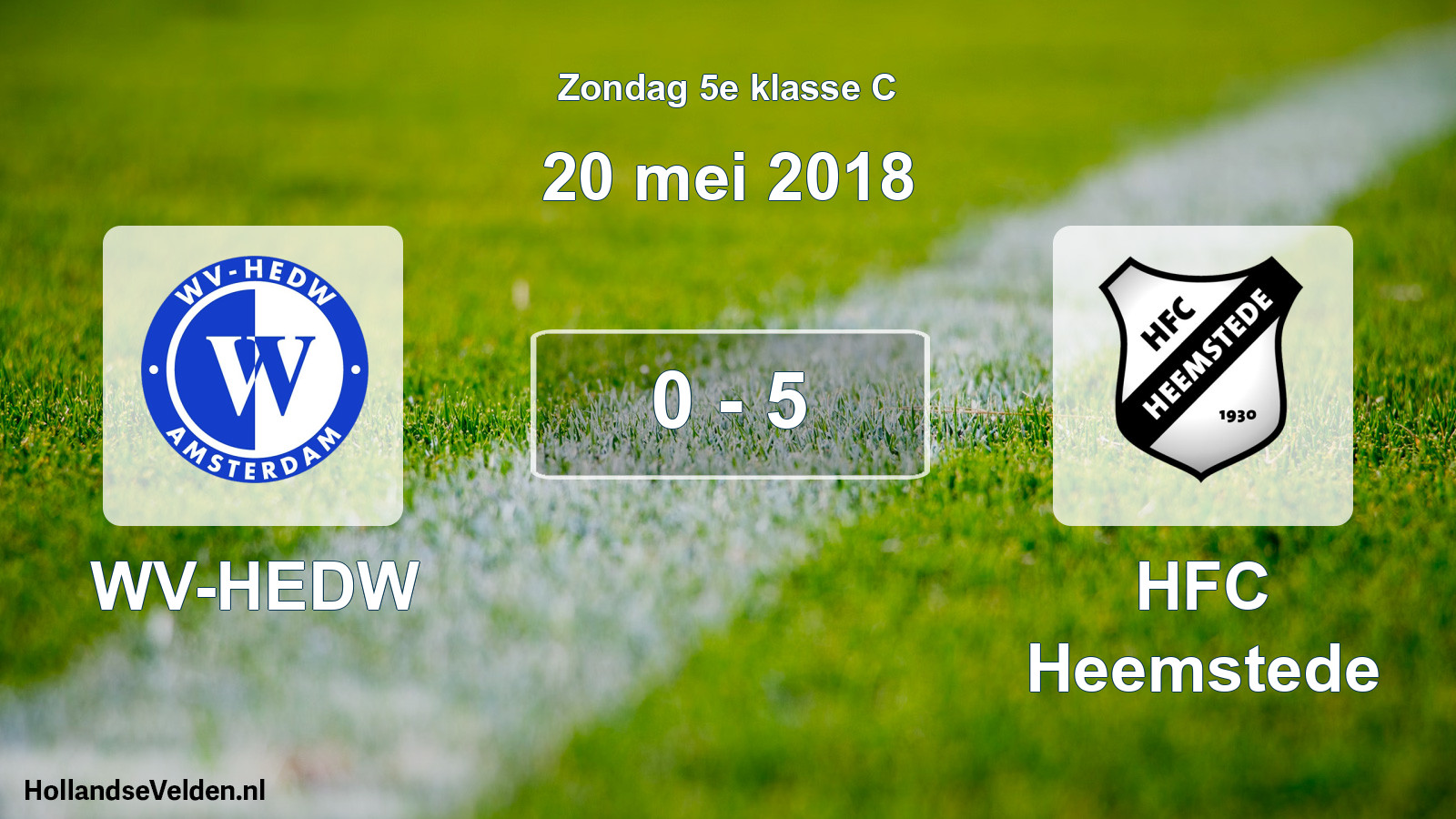 Total number of matches played: WV-HEDW - HFC Heemstede 0 - 5 (20 May 2018)