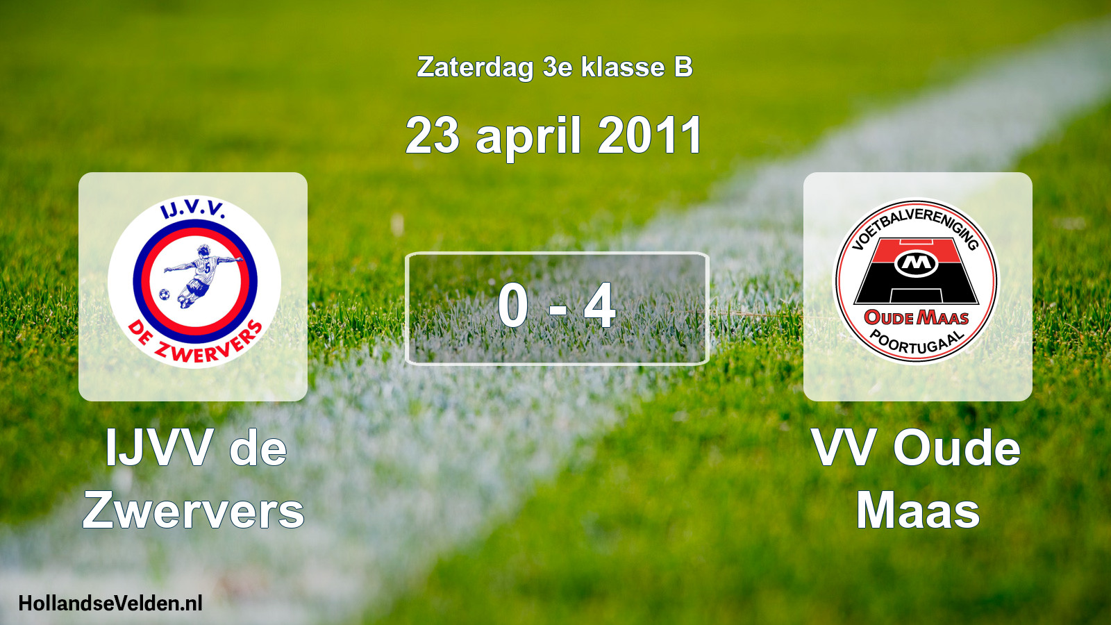 Total number of matches played: IJVV de Zwervers - VV Oude Maas 0 - 4 (23 April 2011)