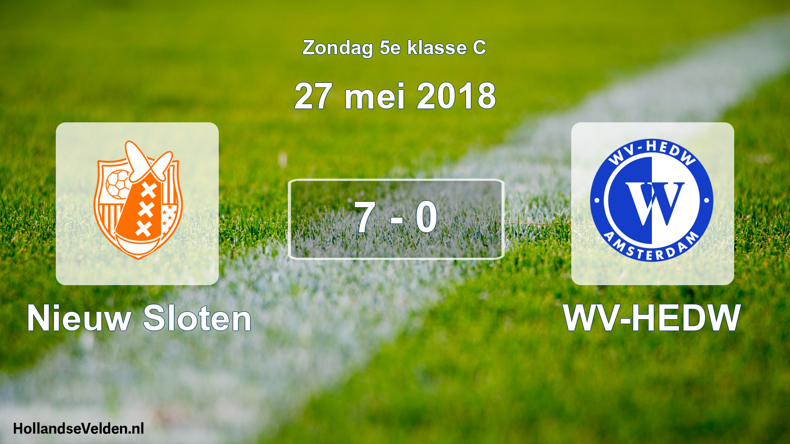 Total number of matches played: Nieuw Sloten - WV-HEDW 7 - 0 (27 May 2018)