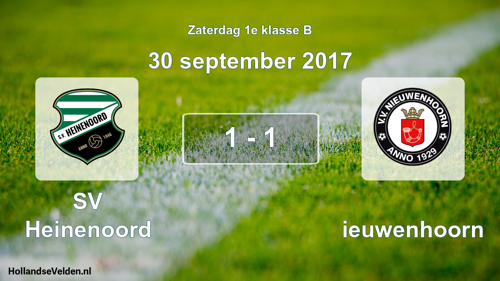Total number of matches played: SV Heinenoord - Nieuwenhoorn 1 - 1 (30 September 2017)