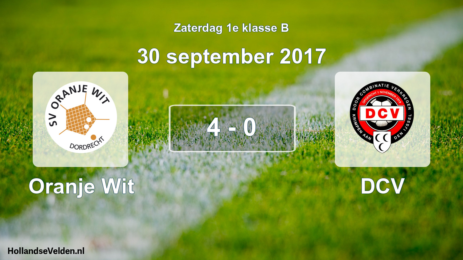 Total number of matches played: Oranje Wit - DCV 4 - 0 (30 September 2017)