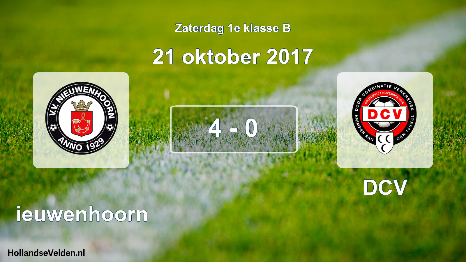 Total number of matches played: Nieuwenhoorn - DCV 4 - 0 (21 October 2017)