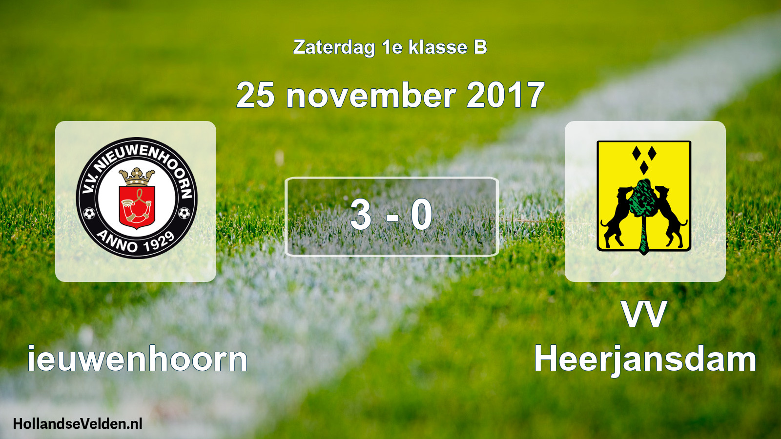 Total number of matches played: Nieuwenhoorn - VV Heerjansdam 3 - 0 (25 November 2017)