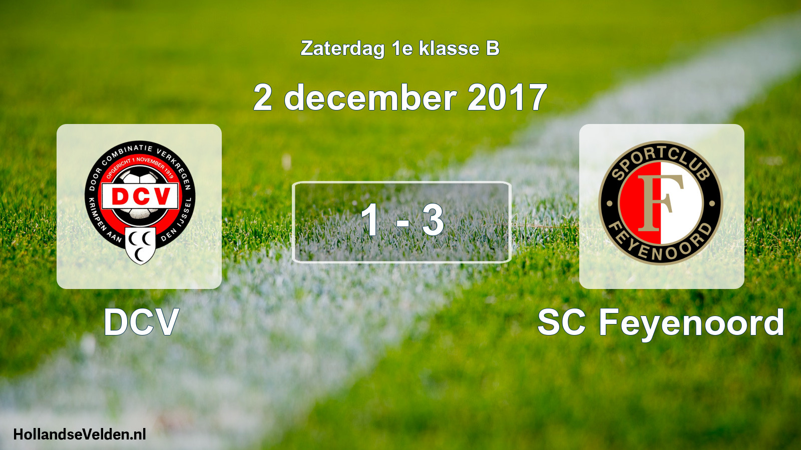 Total number of matches played: DCV - SC Feyenoord 1 - 3 (2 December 2017)