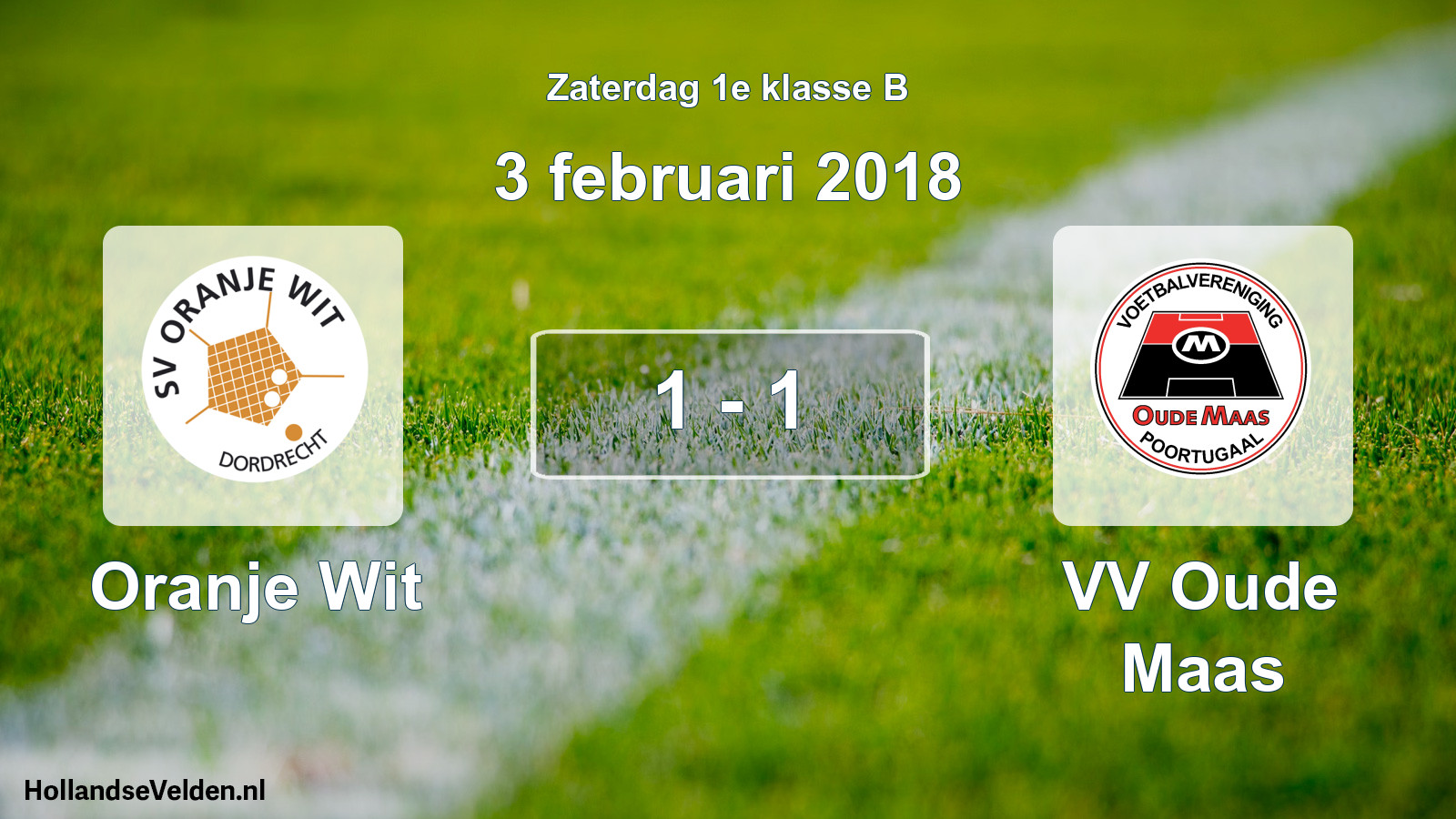 Total number of matches played: Oranje Wit - VV Oude Maas 1 - 1 (3 February 2018)