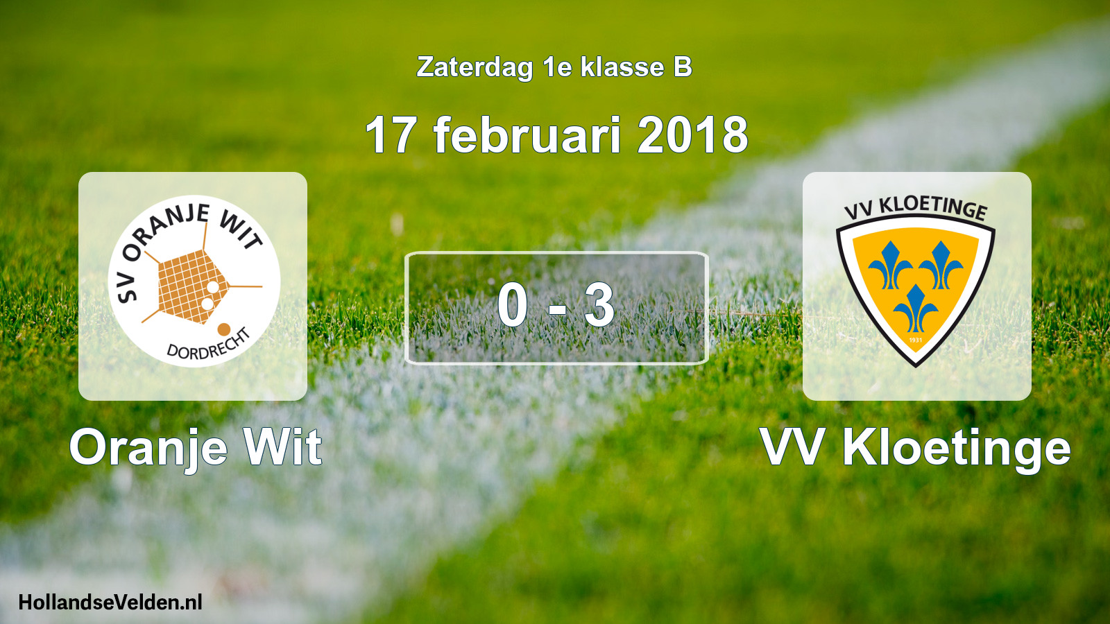 Total number of matches played: Oranje Wit - VV Kloetinge 0 - 3 (17 February 2018)