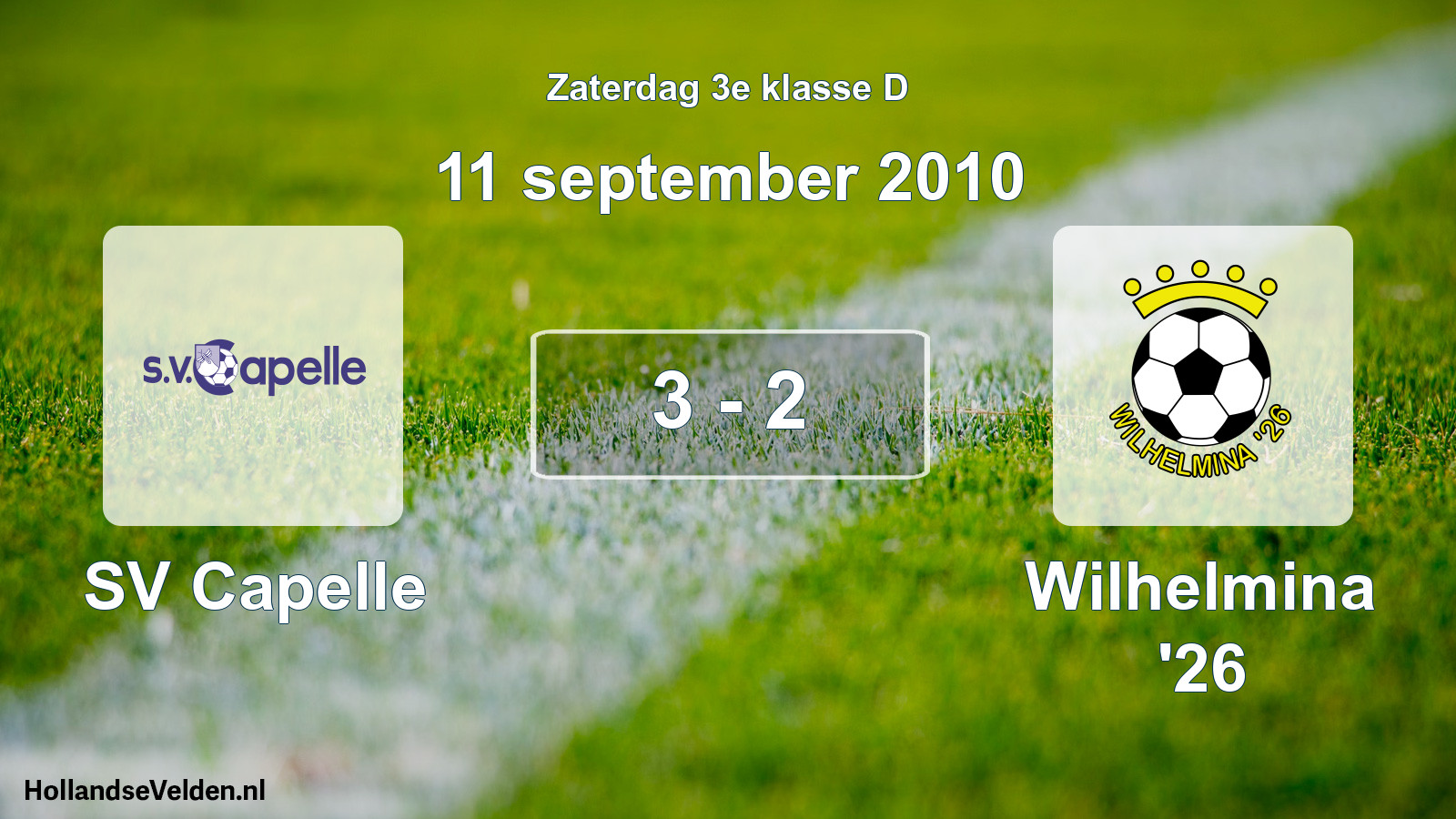 Total number of matches played: SV Capelle - Wilhelmina '26 3 - 2 (11 September 2010)