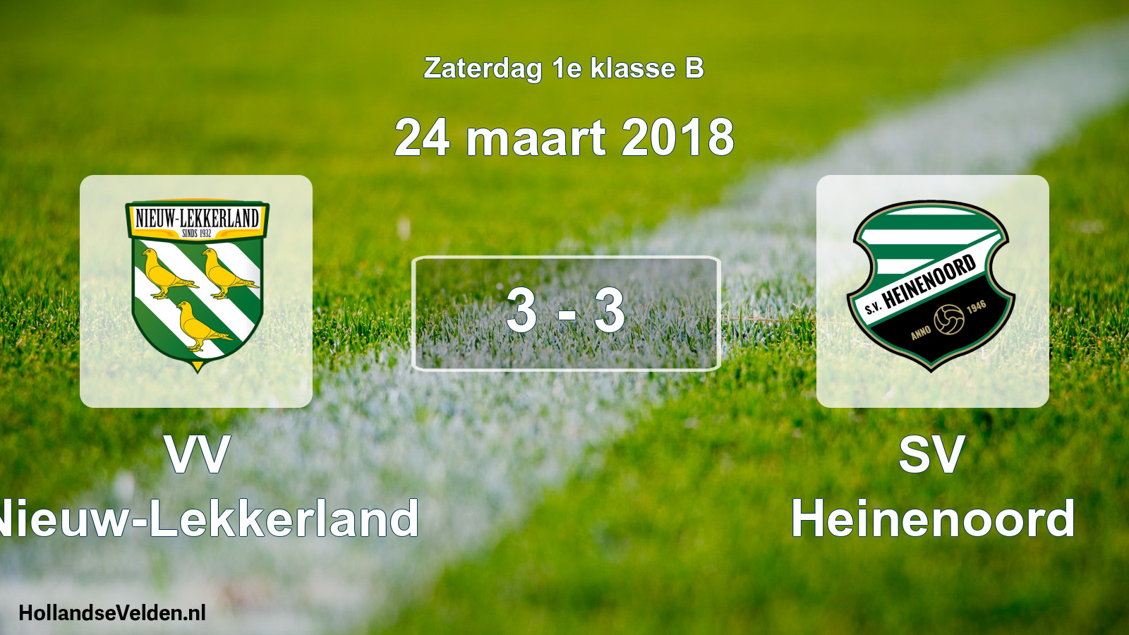 Total number of matches played: VV Nieuw-Lekkerland - SV Heinenoord 3 - 3 (24 March 2018)