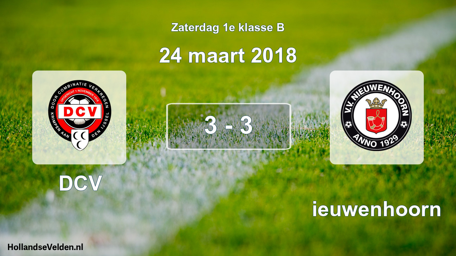 Total number of matches played: DCV - Nieuwenhoorn 3 - 3 (24 March 2018)